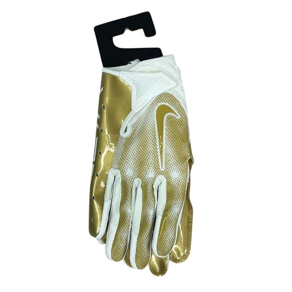 NWT Nike Vapor Jet Metallic 7.0 White/Metallic Gold Football Gloves Mens Size M - Picture 5 of 7